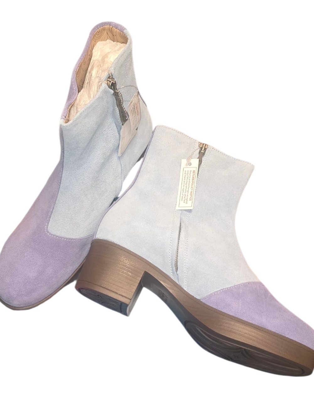 Lazo Siren Boots Womens 9.5 Galaxy Purple Moonstone Blue Suede NIB Colorblock